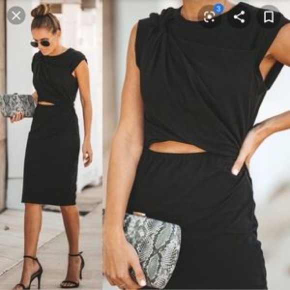 Vici here domes trouble black cut out midi dress